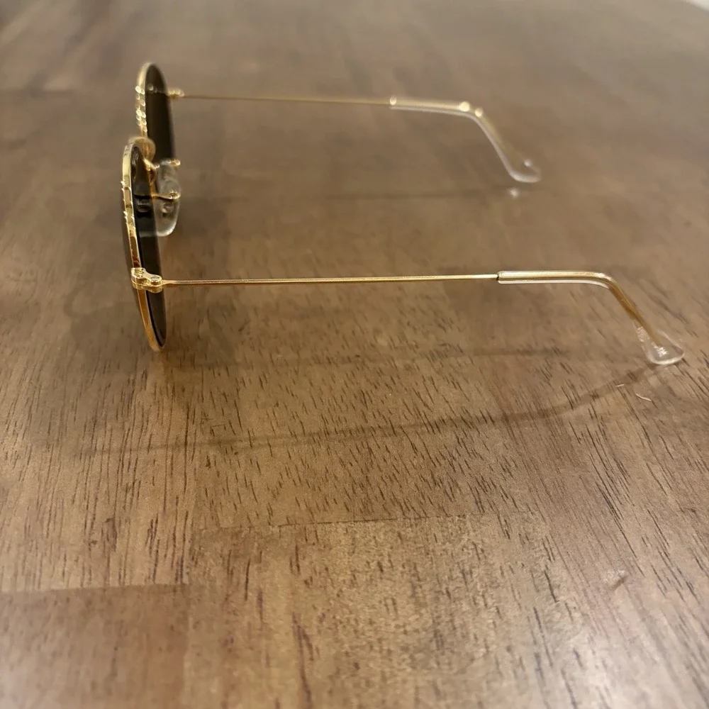 Vintage B & L Ray-Ban Gold Round Sunglasses Gold Plated W0607 Bausch & Lomb 90's